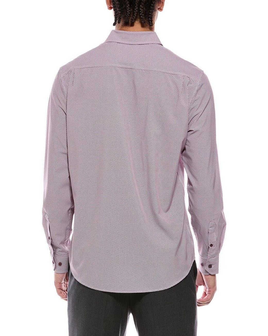 Report Collection Purple 4-Way Woven Sport Shirt for men