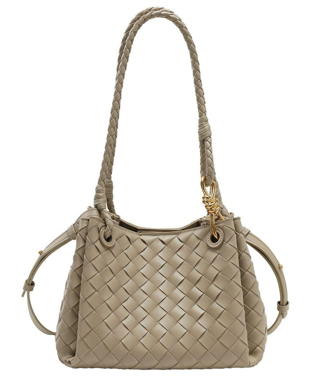 Tiffany & Fred Paris Metallic Hand-Woven Leather Shoulder Bag
