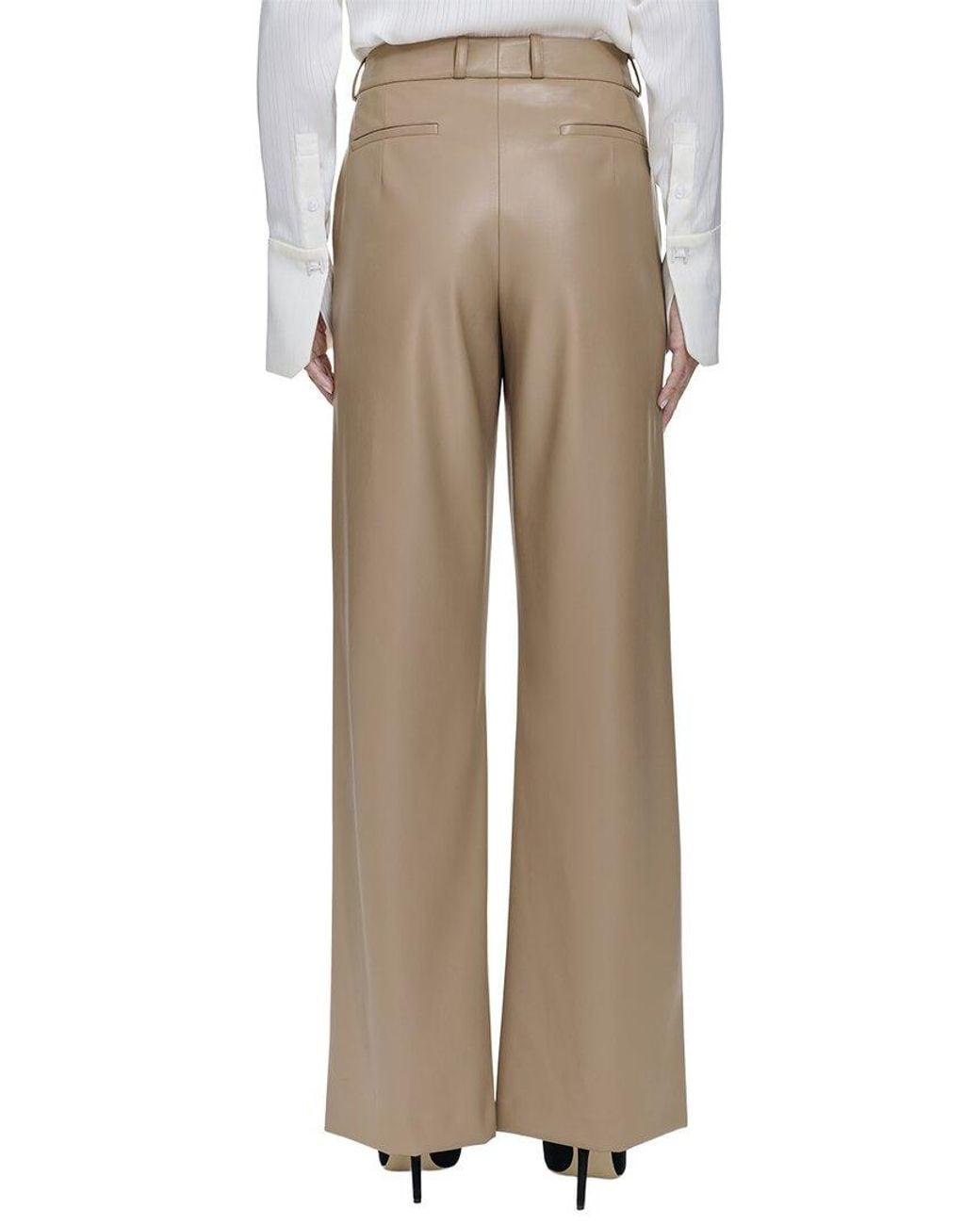 Halston Heritage Natural Vegan Leather Wide Leg Pant