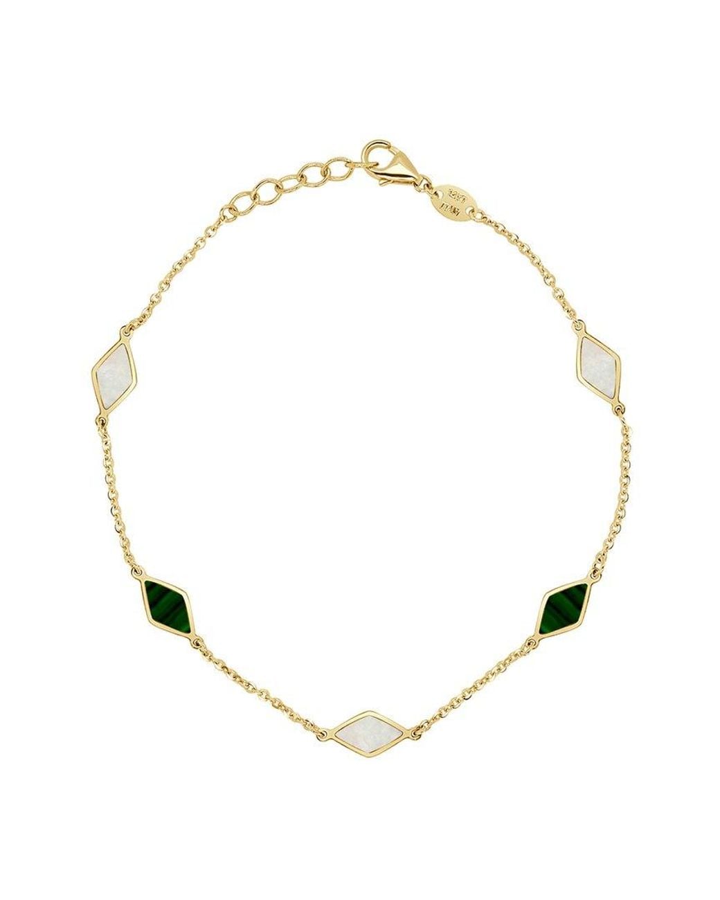 Italian Gold Metallic 14K Gemstone Station Chain Bracelet