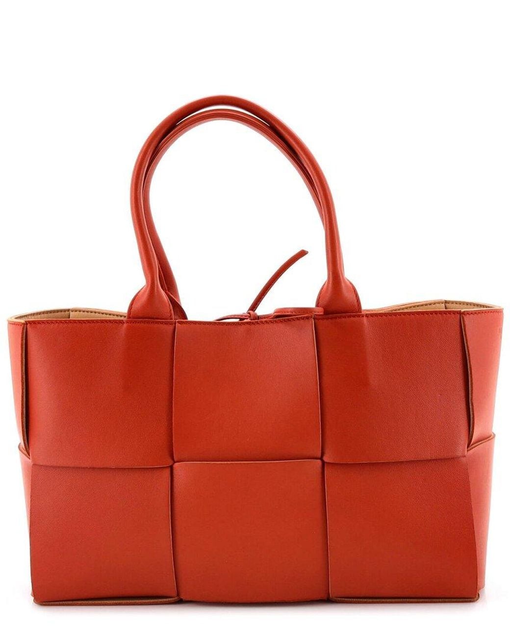 Bottega Veneta Red Maxi Intrecciato Leather Arco Tote Small (Authentic Pre- Loved)