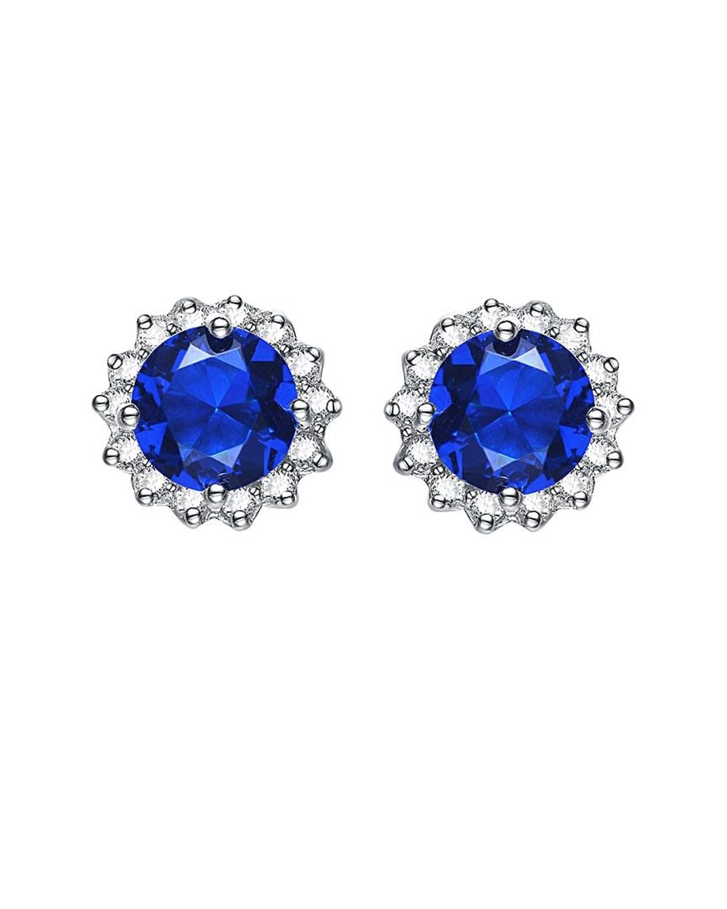 Genevive Jewelry Blue Silver Drop Earrings