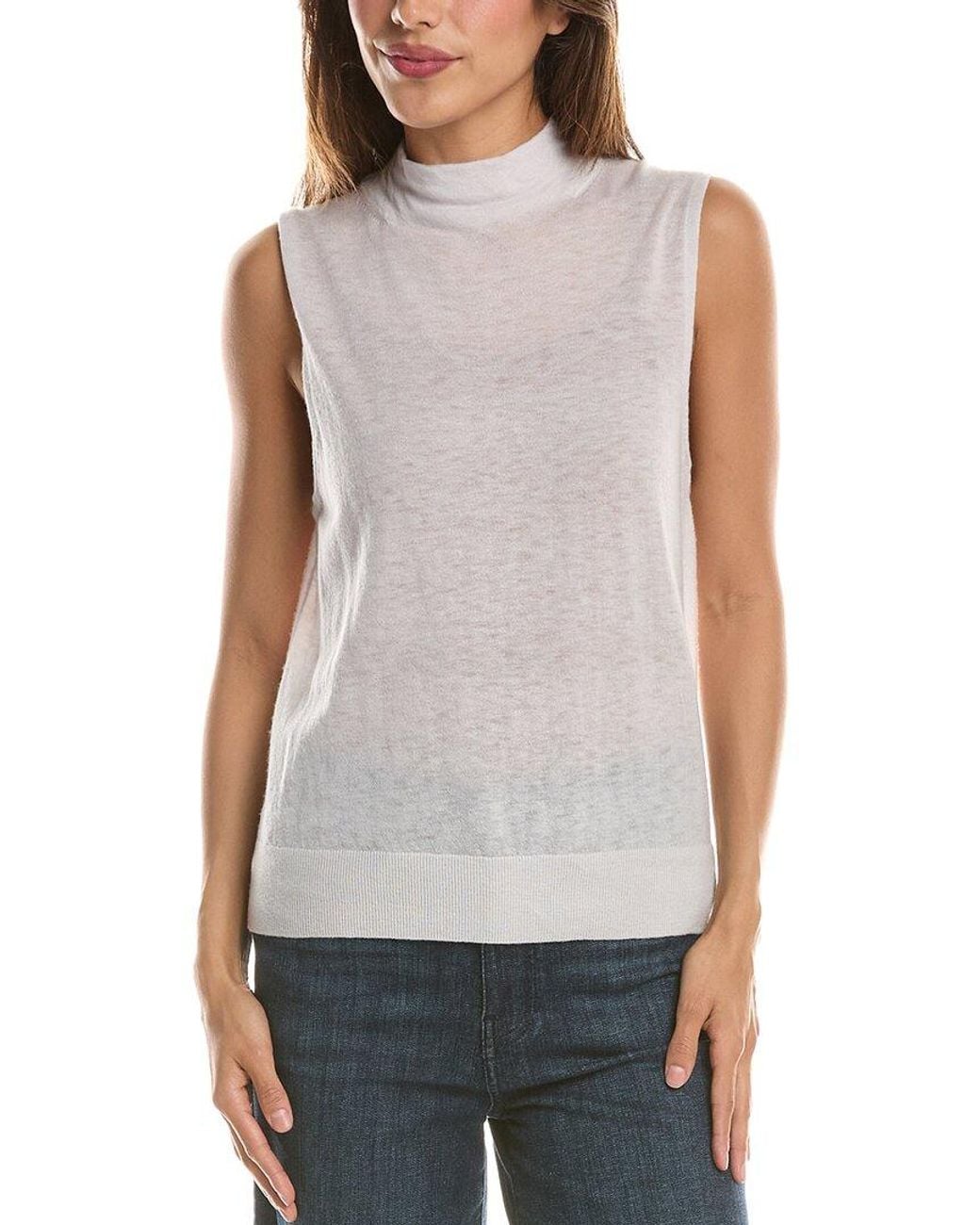 Vince Gray Sleeveless Mock Neck Wool Sweater