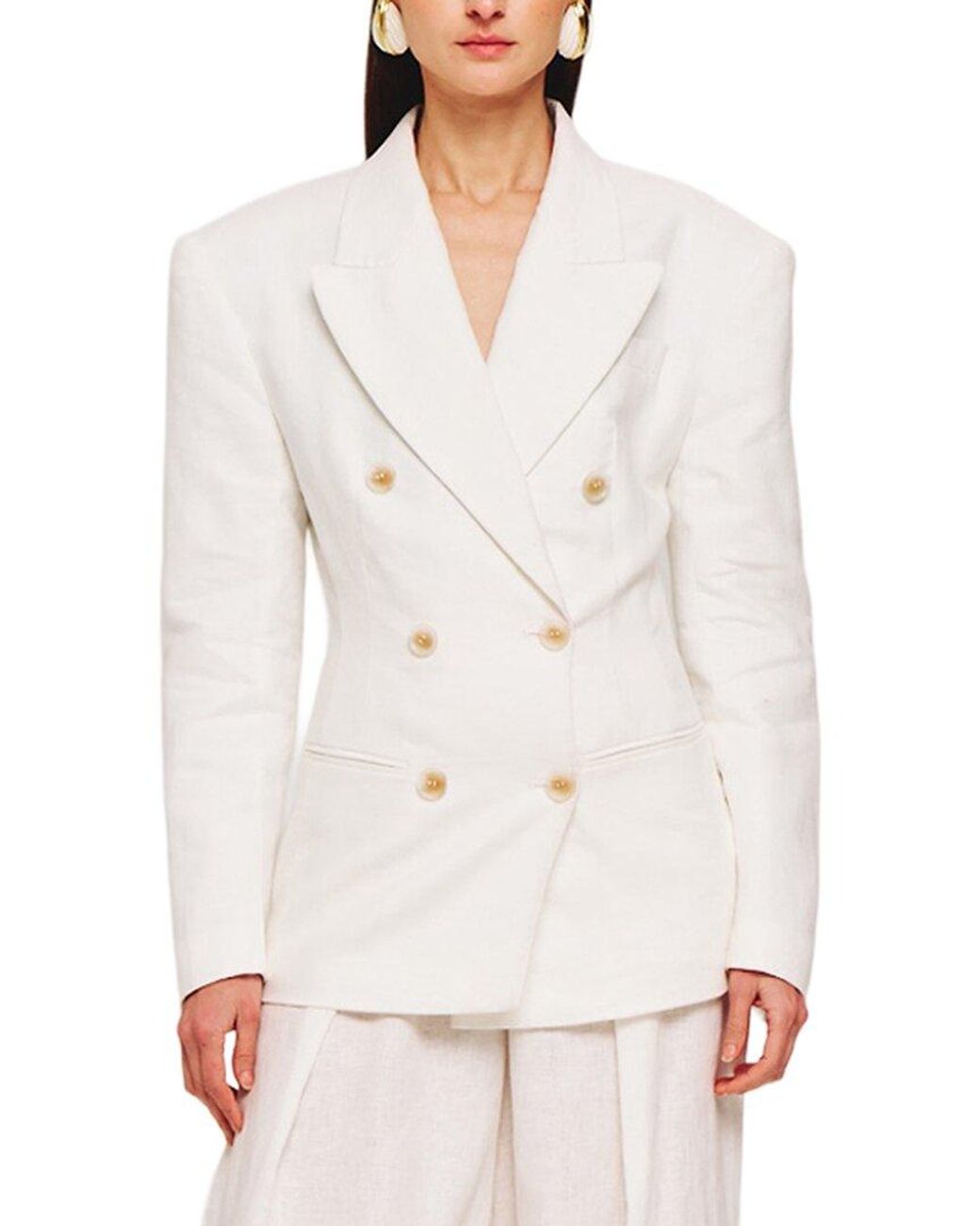 Ronny Kobo White Cosette Linen Blazer