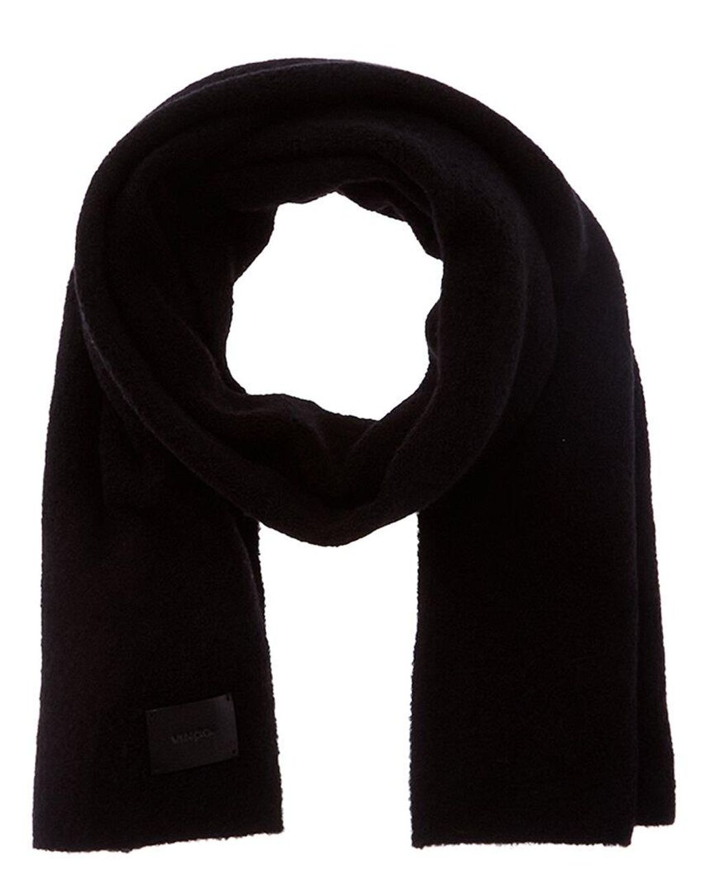Vince Black Double-Face Solid Leather-Trim Wool & Cashmere-Blend Scarf