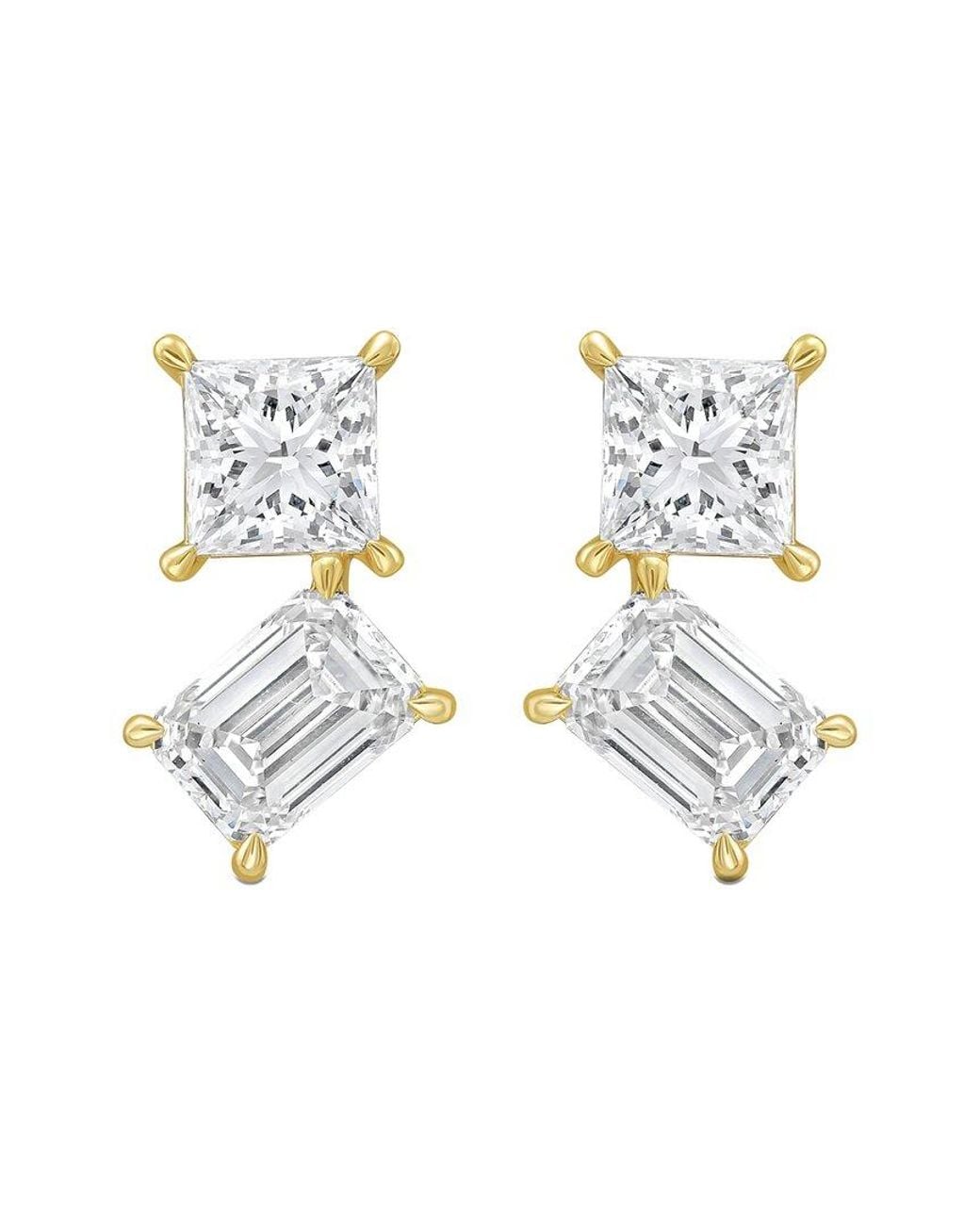 Diana M Metallic Diana M. 14K 3.00 Ct. Tw. Lab-Grown Diamond Two-Stone Earrings