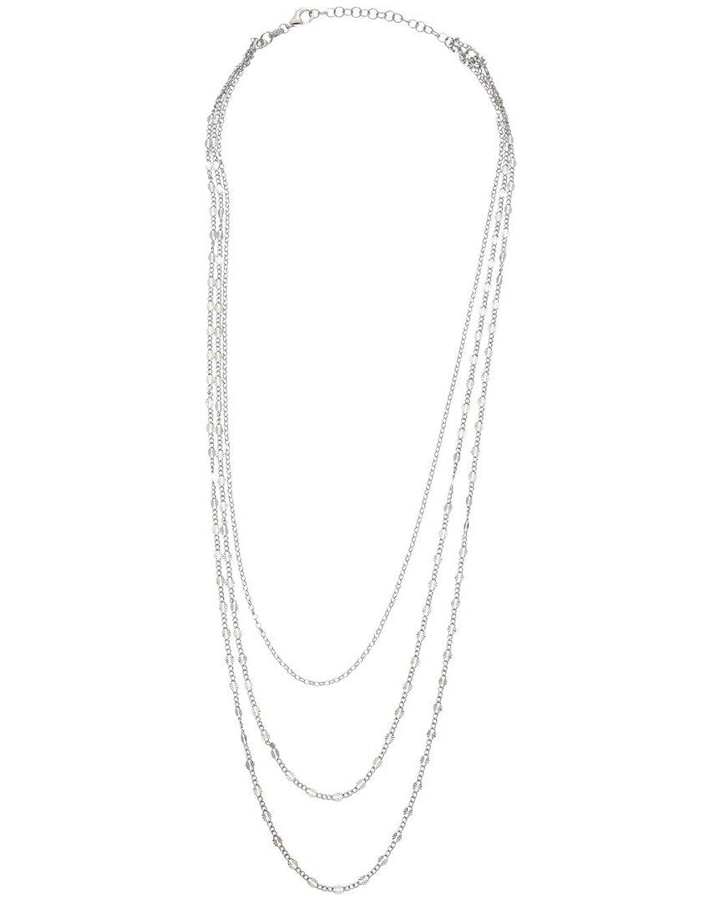 Italian Gold Over Silver White 18K Plated Multi Strand Necklace
