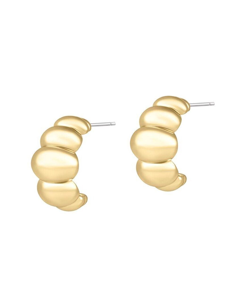 Electric Picks Metallic 14K Plated Puff Hoop Earrings