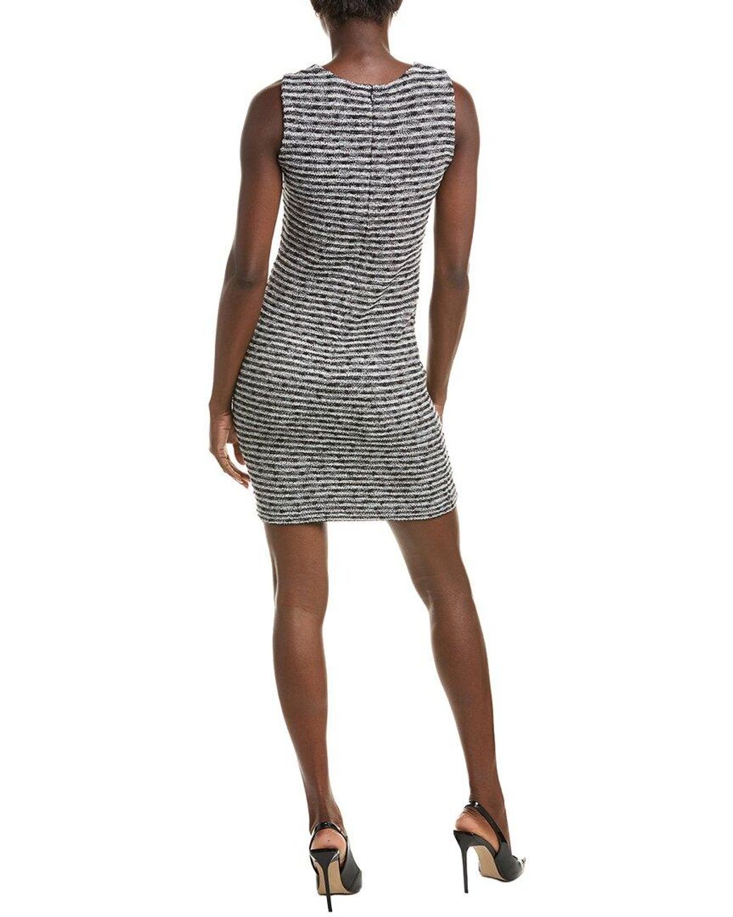 St. John Gray Slub Tweed Knit Mini Dress