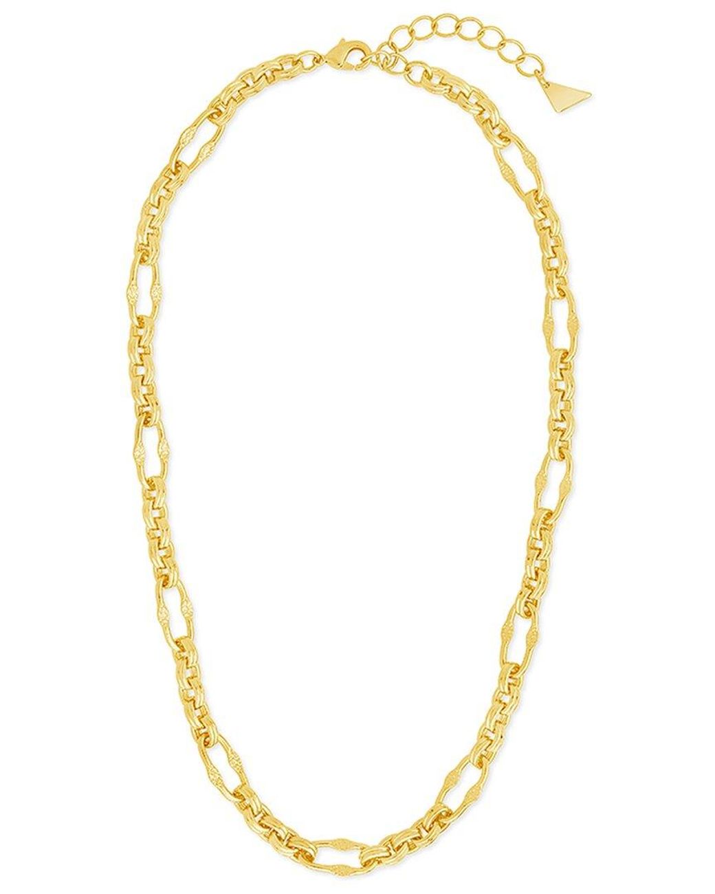 Sterling Forever Metallic 14K Plated Tegan Textured Long Link Necklace