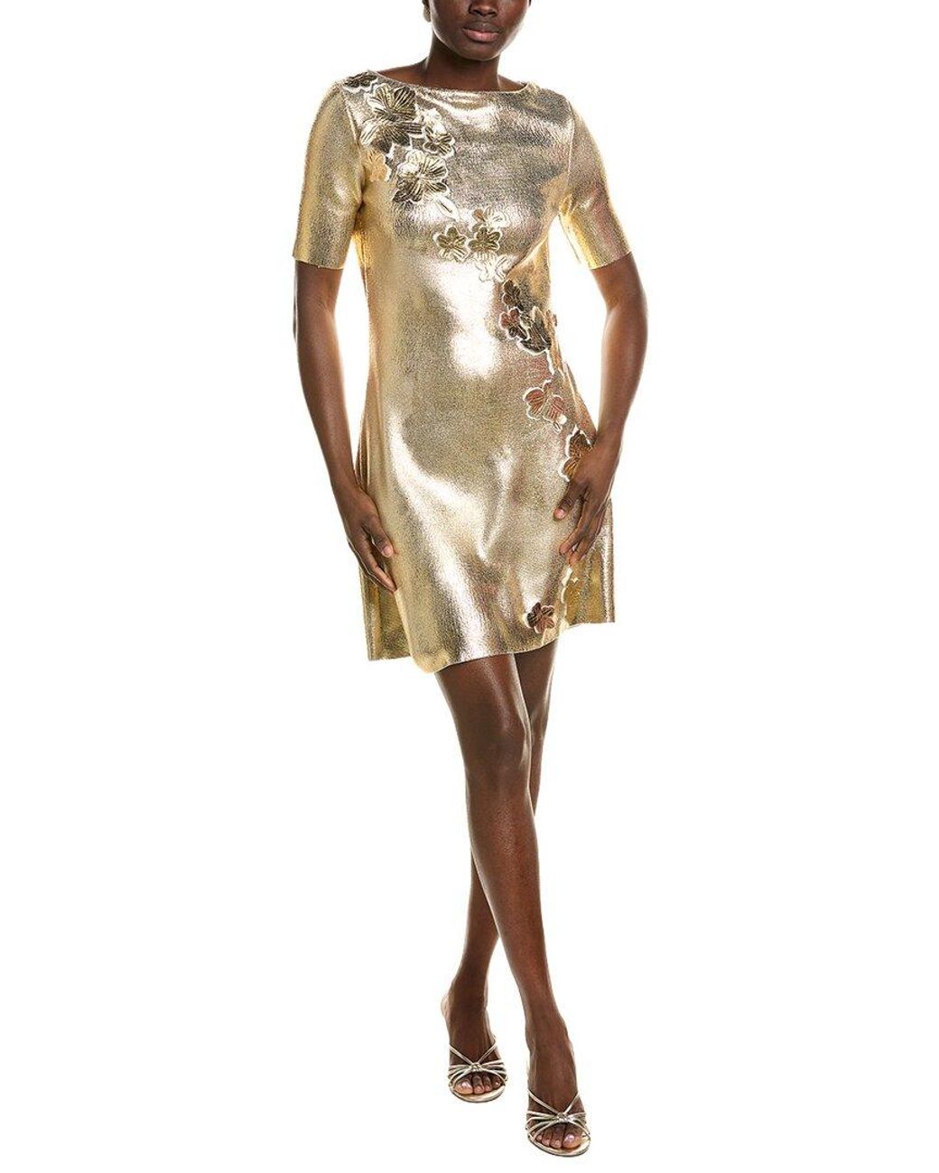Oscar de la Renta Natural Silk-Blend Lace Embroidered Dress