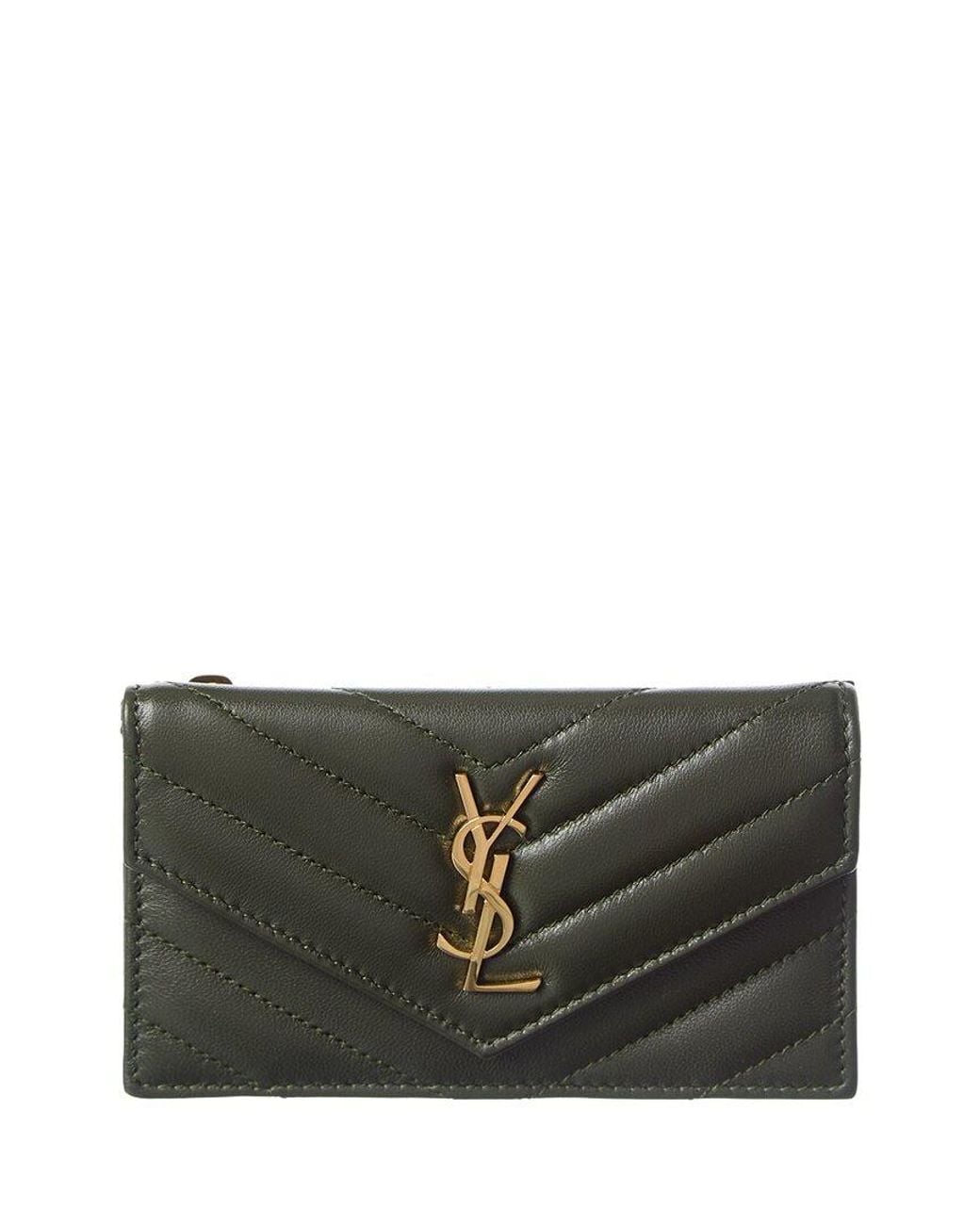Saint Laurent Gray Cassandre Leather Card Case
