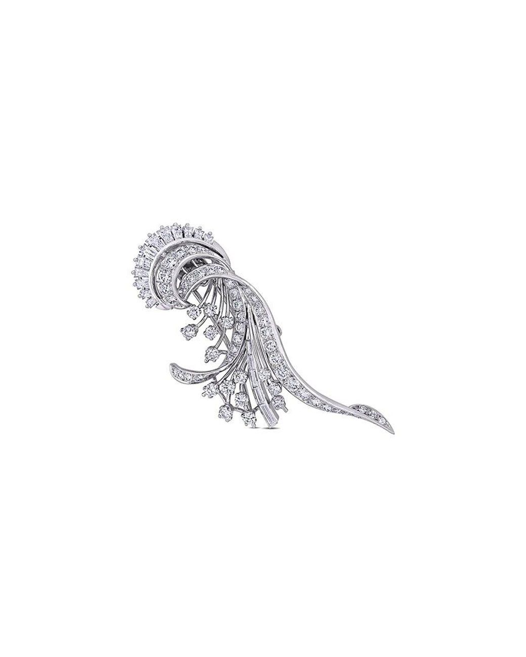 Rina Limor White Platinum 4.70 Ct. Tw. Diamond Peacock Brooch