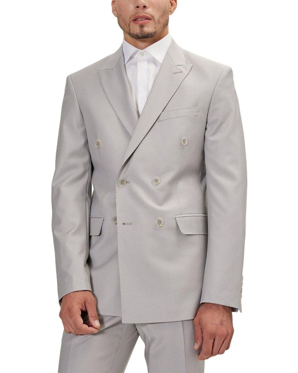 Ron Tomson Gray 2Pc Super Merino Wool-Blend Double-Breasted Suit for men