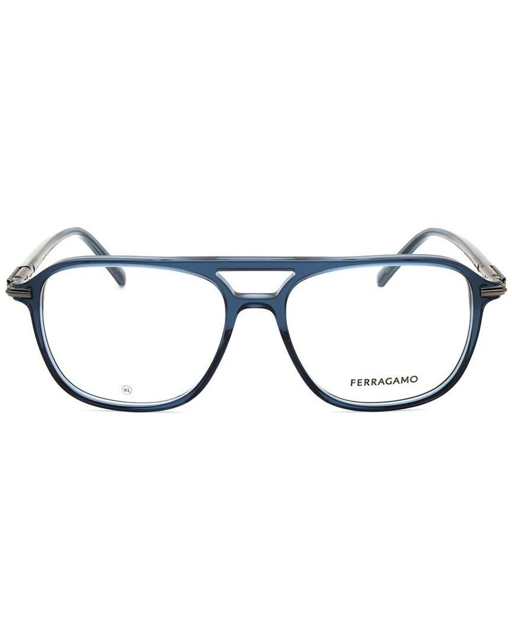 Ferragamo Blue Salvatore 56Mm Optical Frames for men