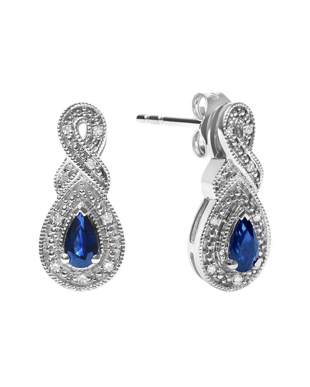Haus of Brilliance Blue Diamond & Sapphire Drop Earring