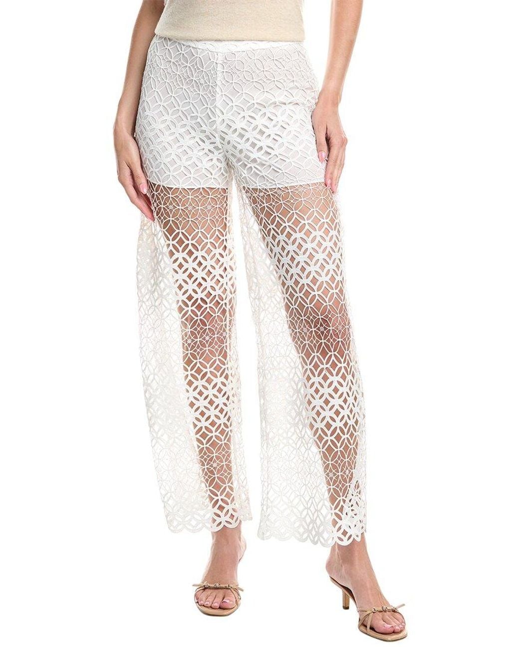 MILLY White Nolana Abstract Lace Pant
