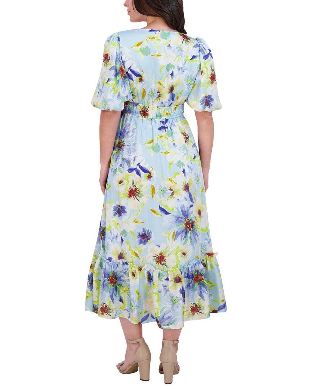 Kensie Blue Printed Chiffon Midi Dress