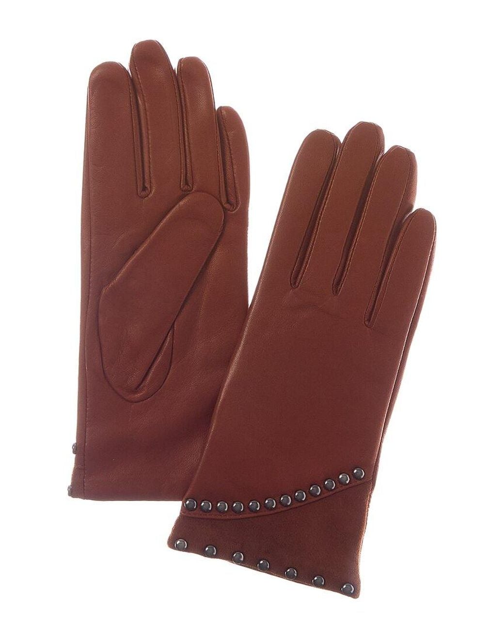 Sofiacashmere Red Sofiacashmere Classic Cashmere-Lined Nappa Leather Gloves