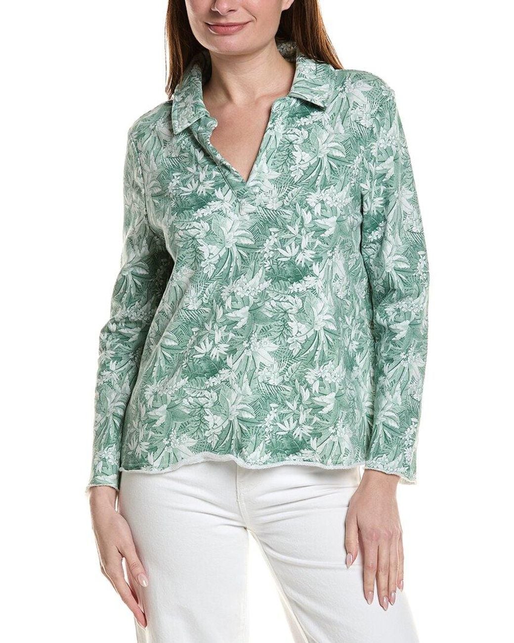 Tommy Bahama Green Marina Del Mar Forte Fronds Popover Top