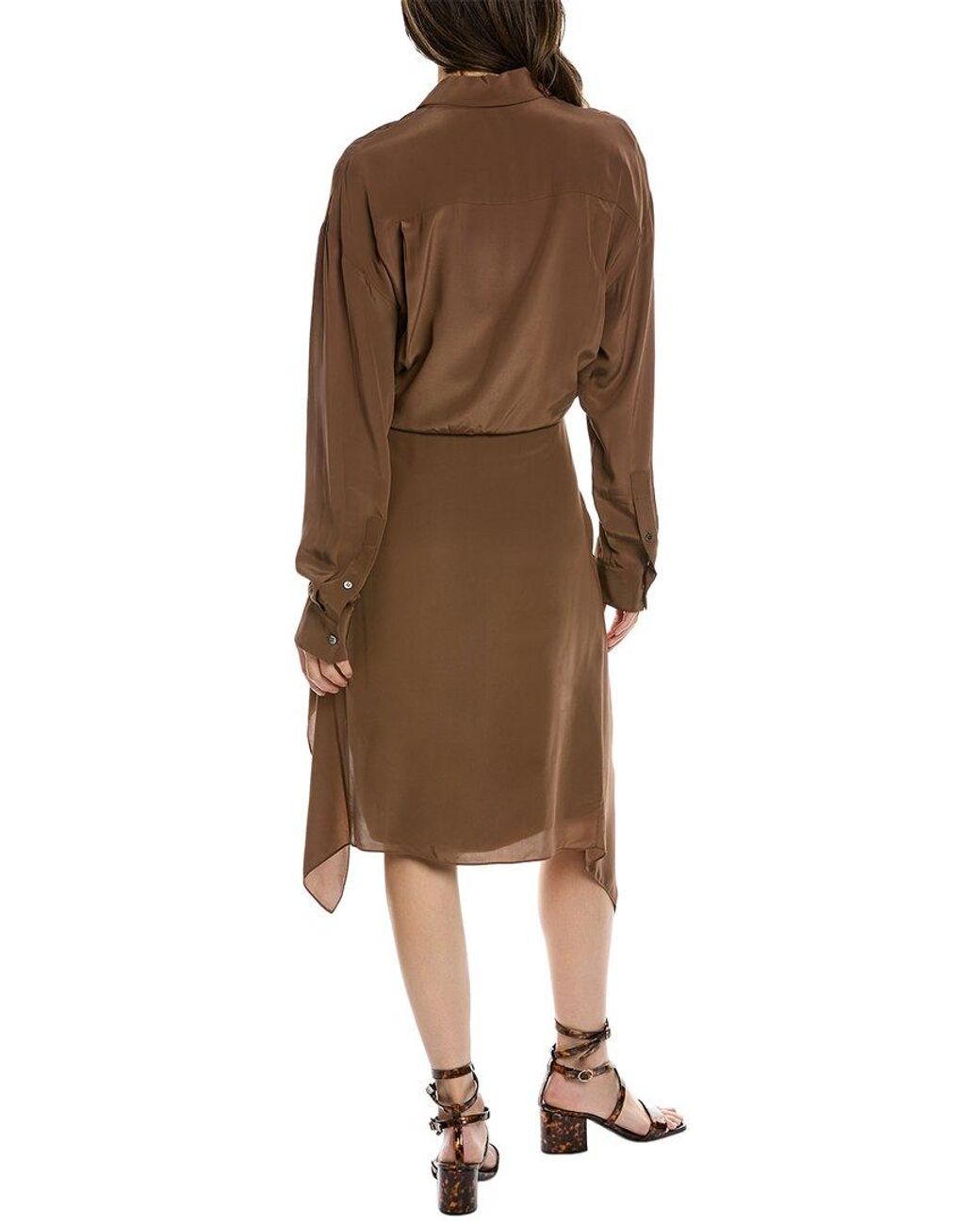 Theory Brown Sarong Shirtdress