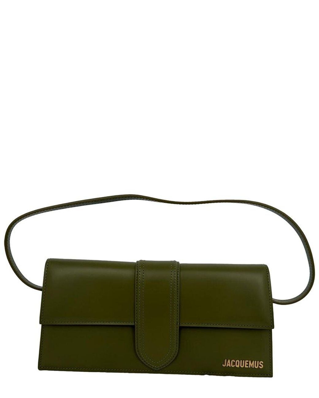 Jacquemus Green Calfskin Leather The Long Bambino Flap Shoulder Bag (Authentic Pre-Loved)