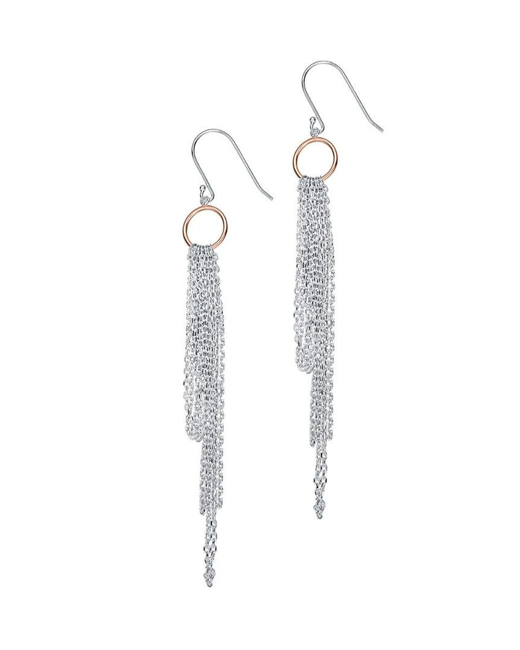 Genevive Jewelry White 14k Rose Gold Vermeil Earrings