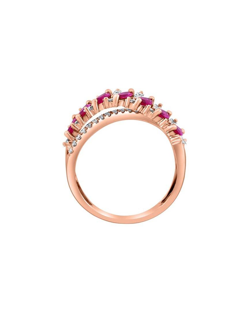 Effy Fine Jewelry Pink 14K Rose 1.62 Ct. Tw. Diamond & Ruby Ring