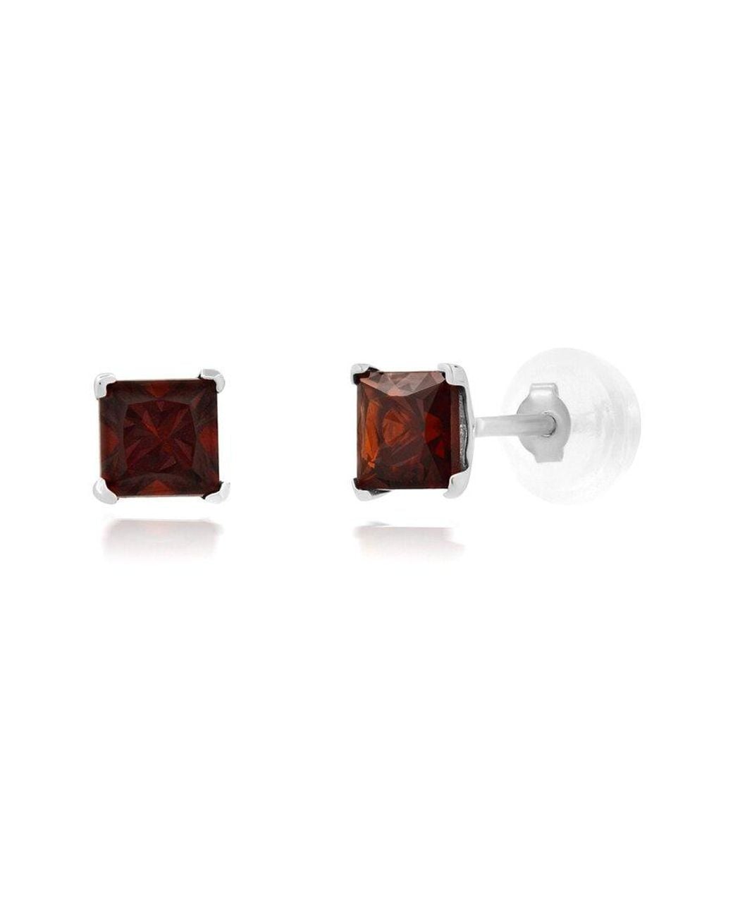 MaxColor White 14K 0.80 Ct. Tw. Garnet Studs