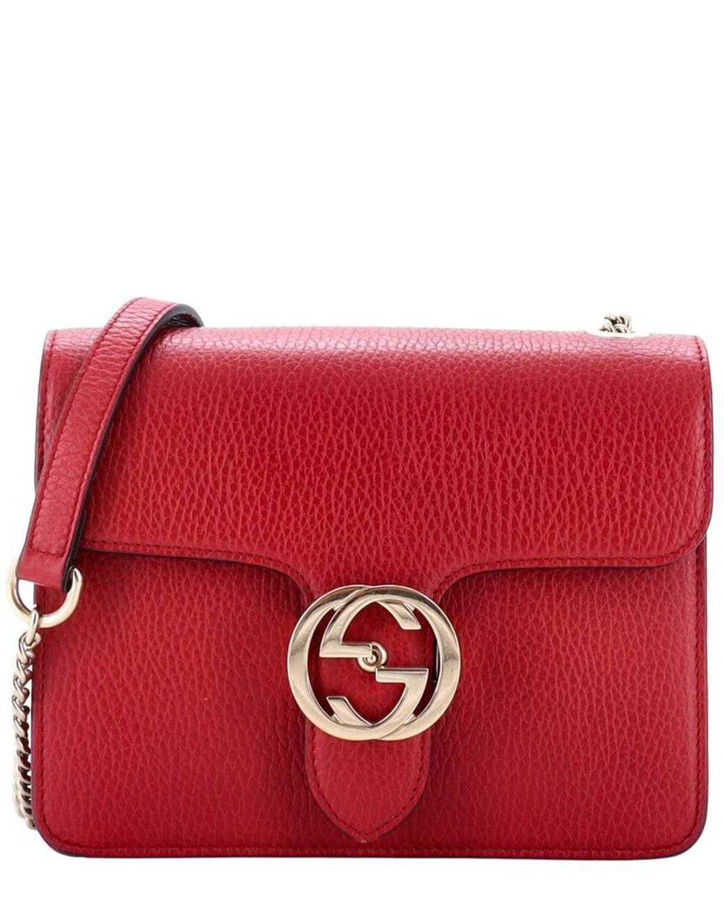 Gucci Red Leather Interlocking Shoulder Bag Small (Authentic Pre-Loved)