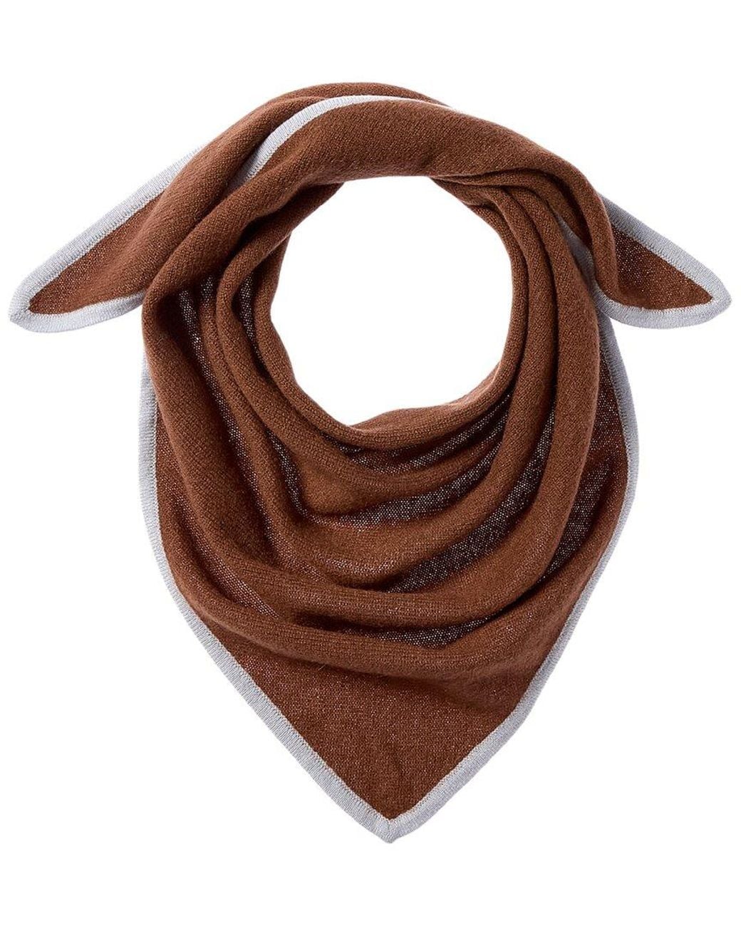 Phenix Brown Knit Triangle Cashmere Scarf