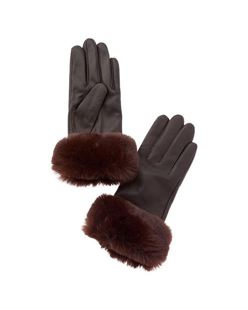 Phenix Brown Cashmere-Lined Leather Gloves
