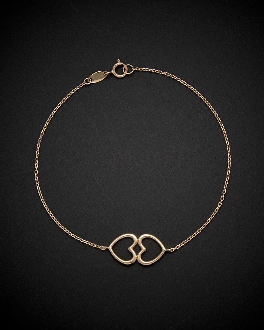 Italian Gold Black 14k Heart Bracelet