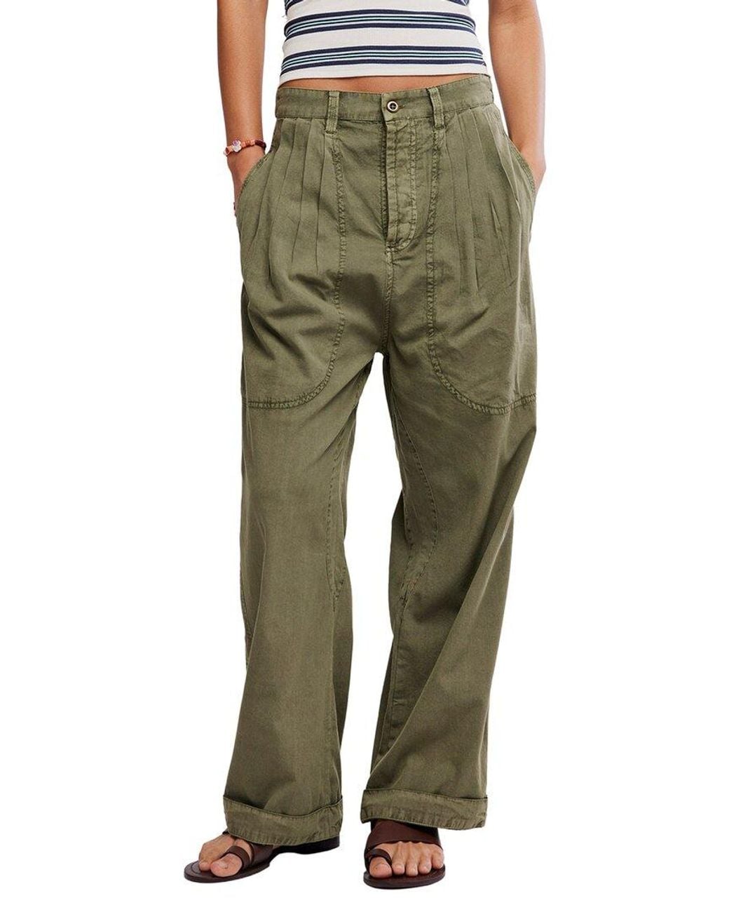 Free People Green Clover Dropped Trouser
