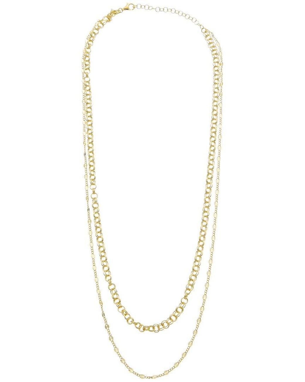 Italian Gold Over Silver Metallic 18K Plated Multi Strand Necklace