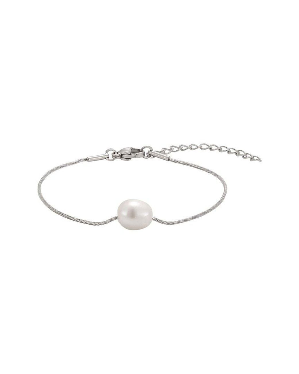 Adornia White Plated Stainless Steel 8.5-9Mm Pearl Bracelet