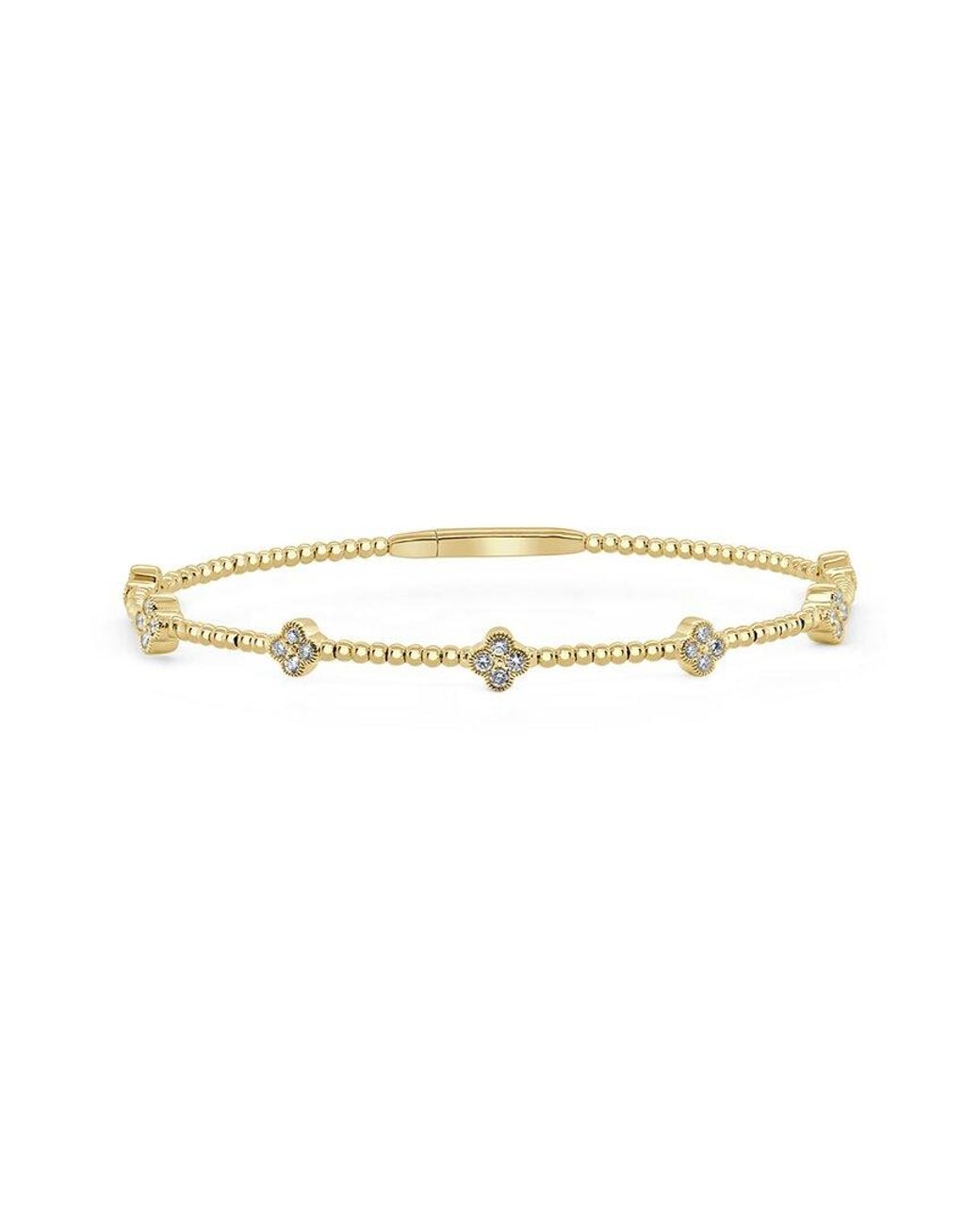 Sabrina Designs White 14k 0.45 Ct. Tw. Diamond Clover Flex Bangle Bracelet