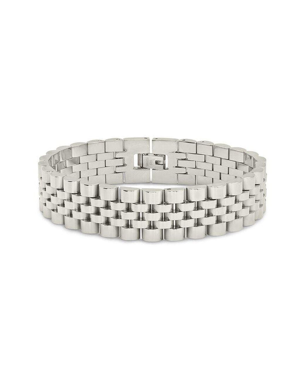 Sterling Forever White Rhodium Plated Chunky Chain Watch Band