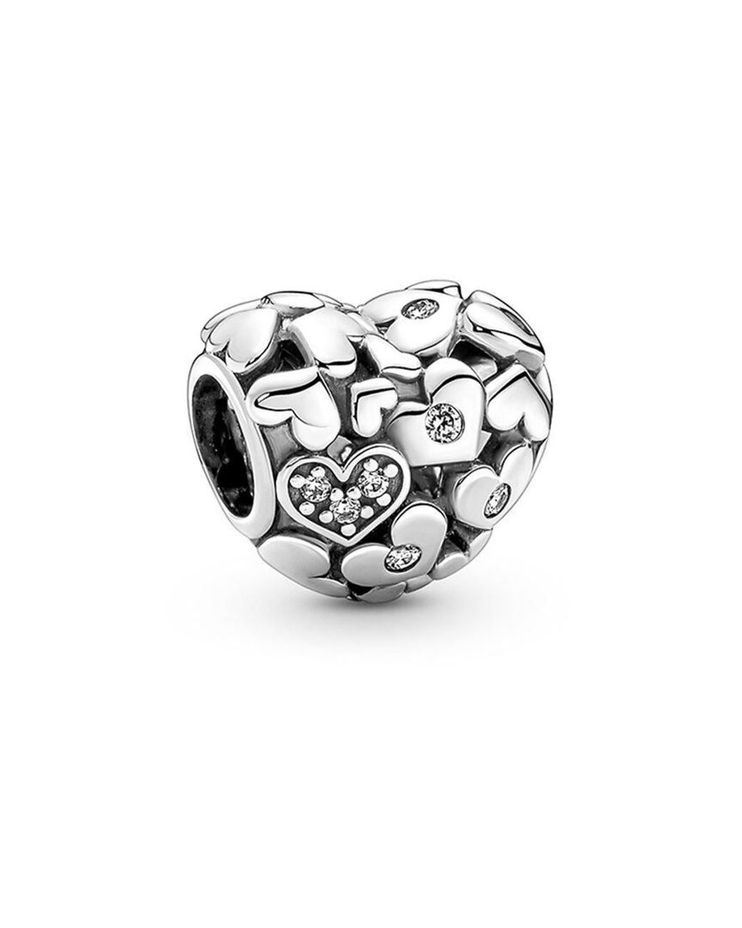 PANDORA Moments Silver Cz Heart Charm in White | Lyst UK