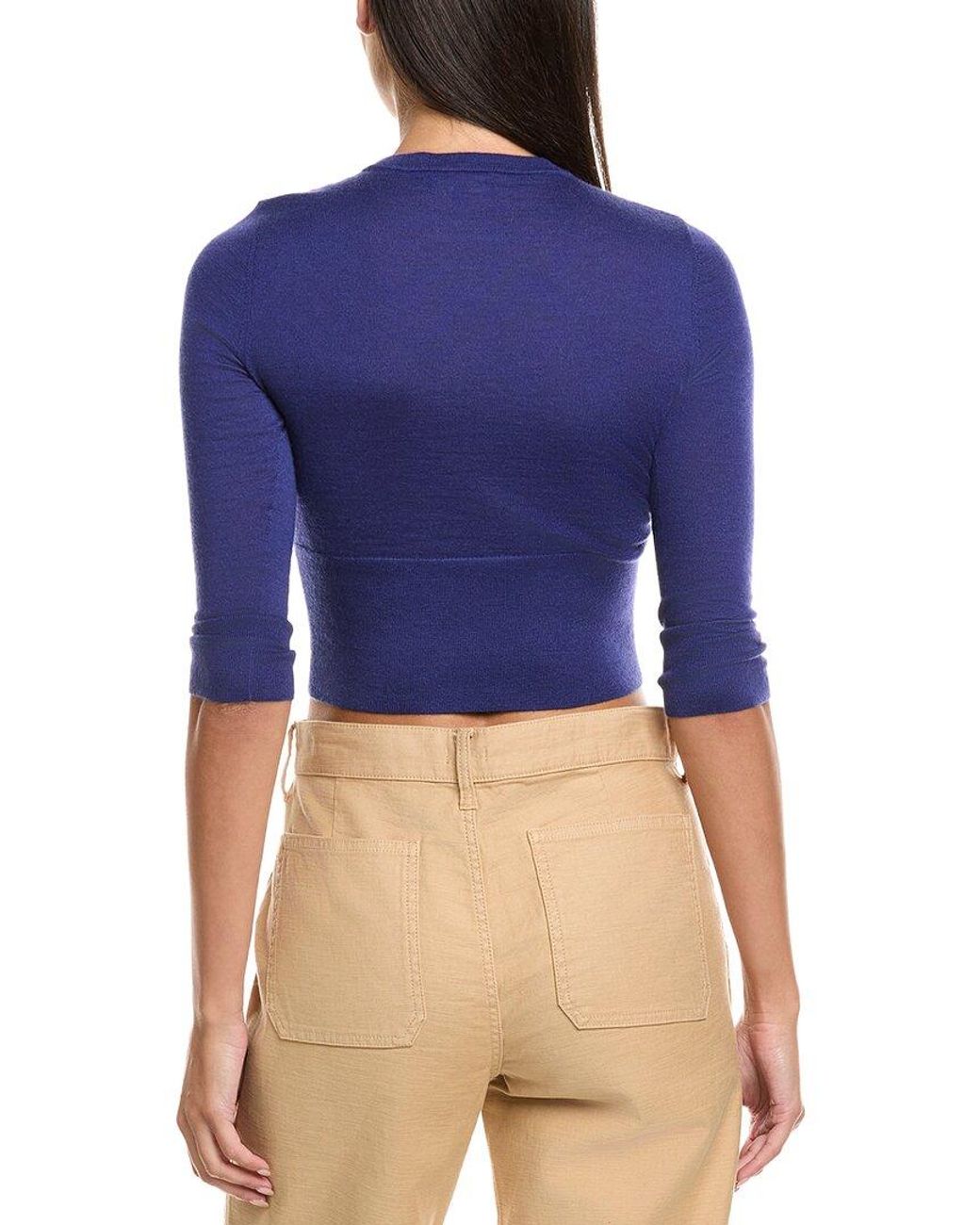 N.Peal Cashmere Blue Crop Cashmere Sweater