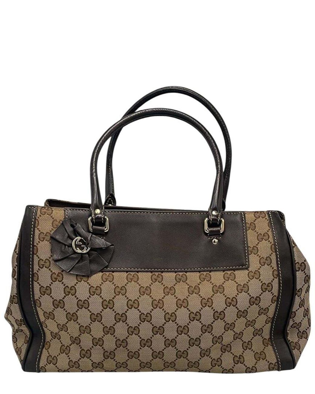 Gucci Black Trophy Gg Canvas Tote (Authentic Pre-Loved)
