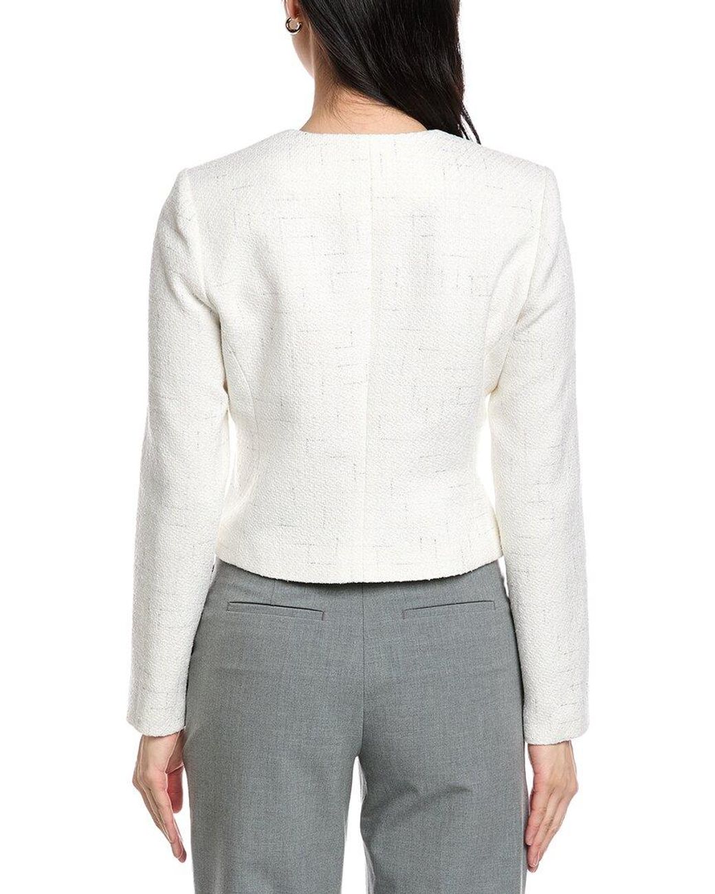 St. John White Collarless Boxy Jacket