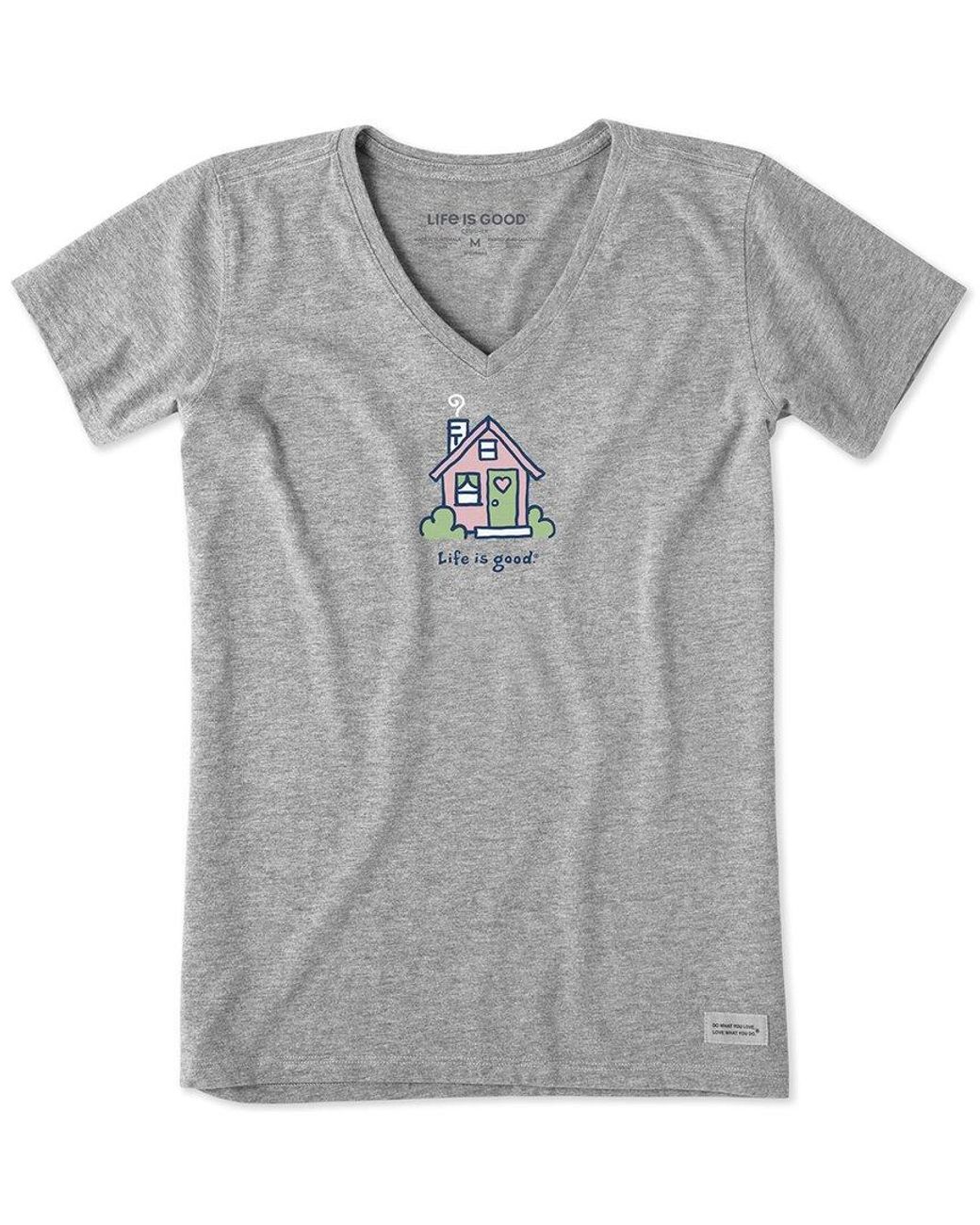 Life Is Good. Gray Crusher V-Neck T-Shirt
