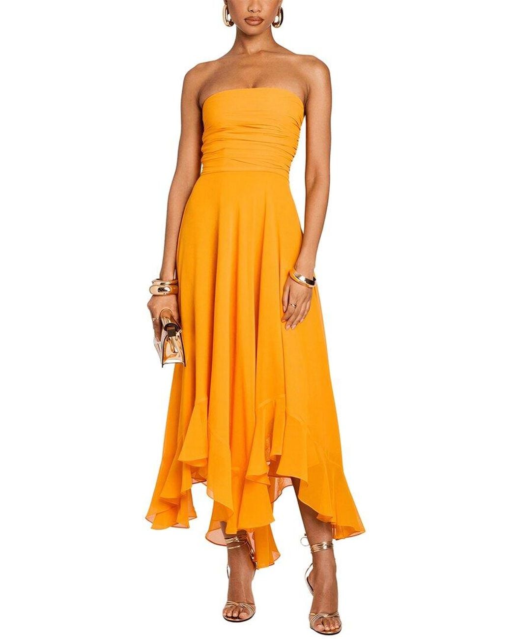 Dilireba Orange Midi Dress