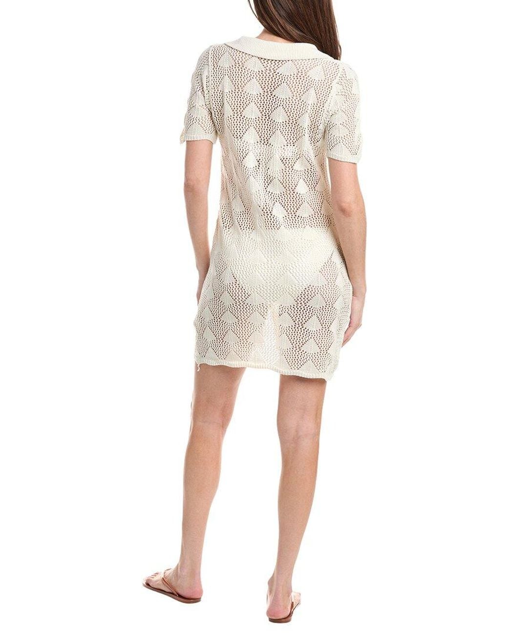 Salty Lemon White Shell Knit Shirtdress