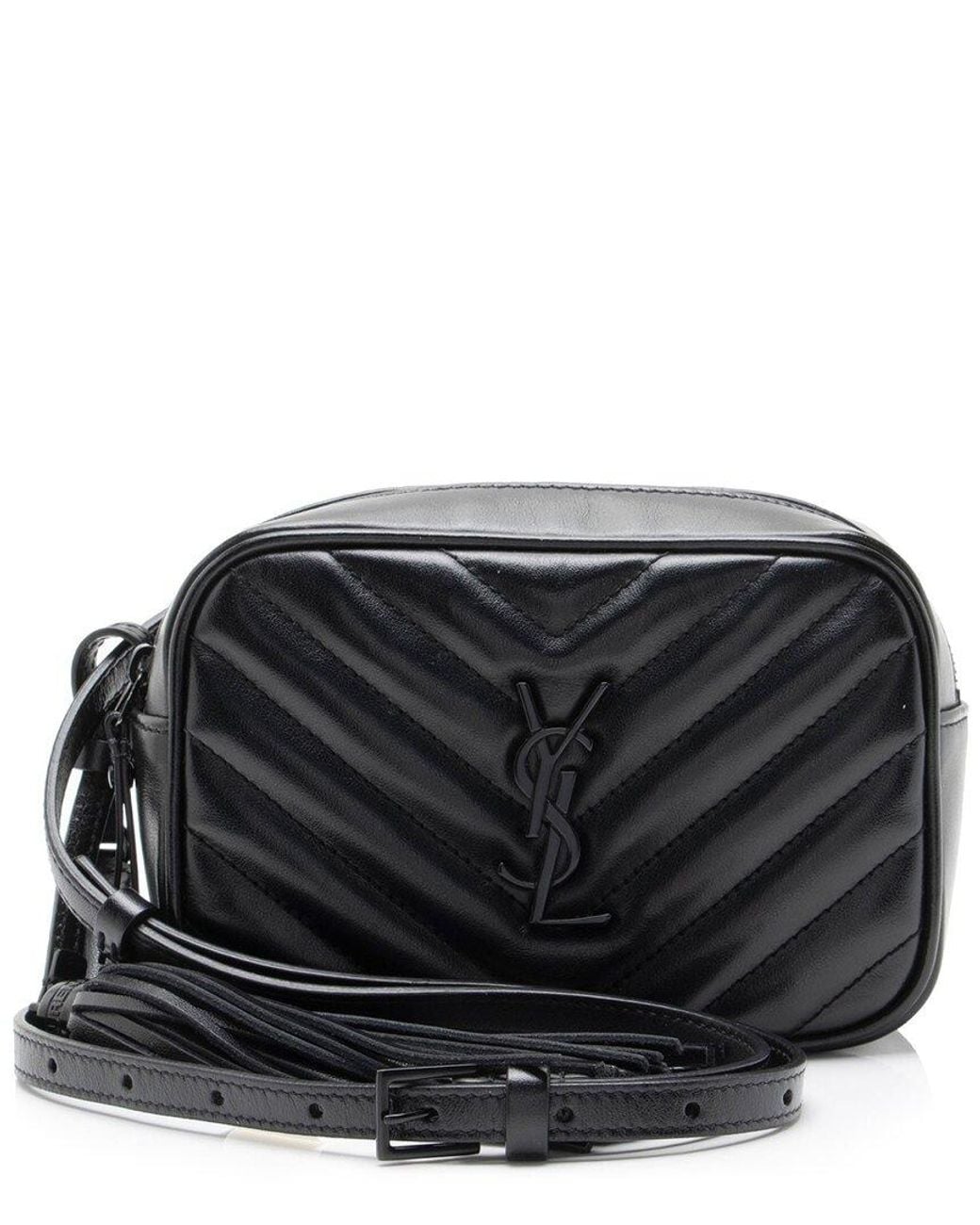 Saint Laurent Black Matelasse Calfskin Monogram Lou Belt Bag (Authentic Pre- Loved)