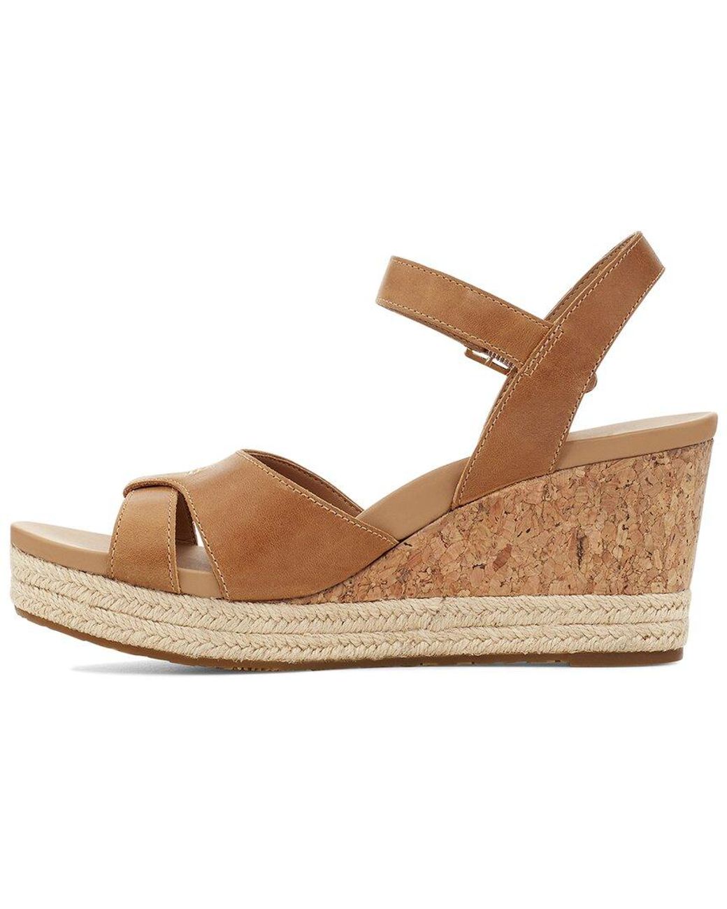 UGG Cloverdale Leather Wedge Sandal in 