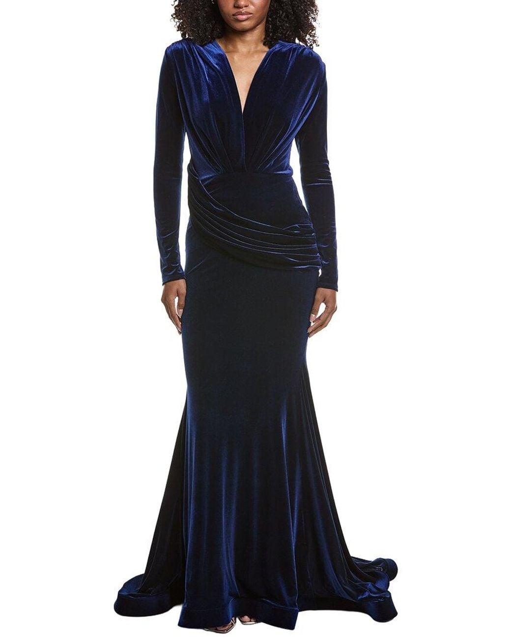 Issue New York Blue Velvet High-Low Gown