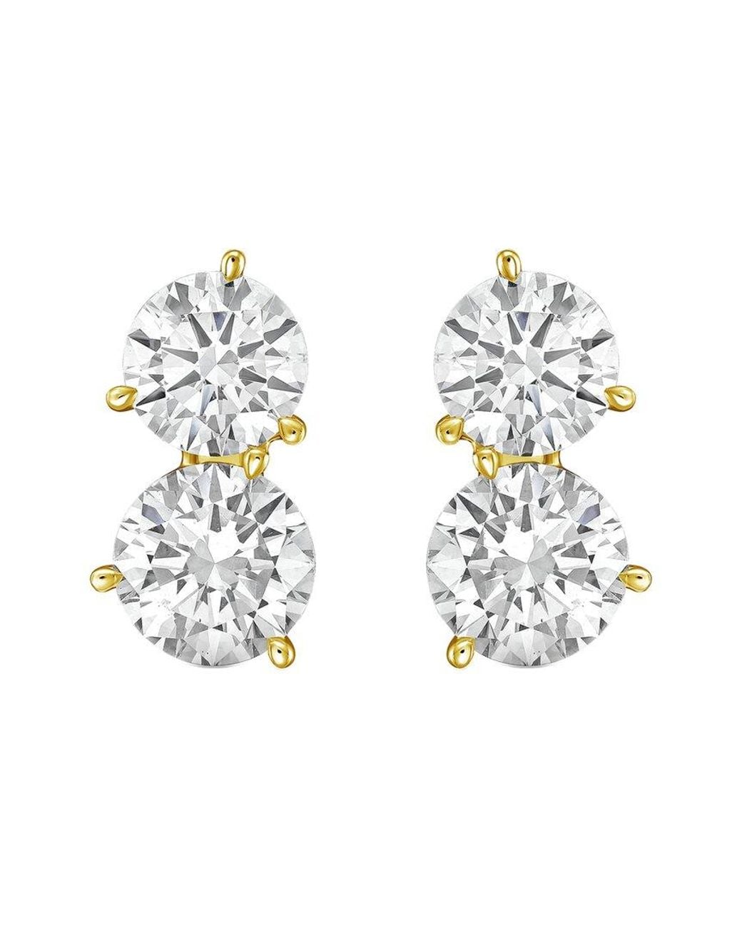 Diana M Metallic Diana M. 14K 4.00 Ct. Tw. Lab-Grown Diamond Two-Stone Earrings