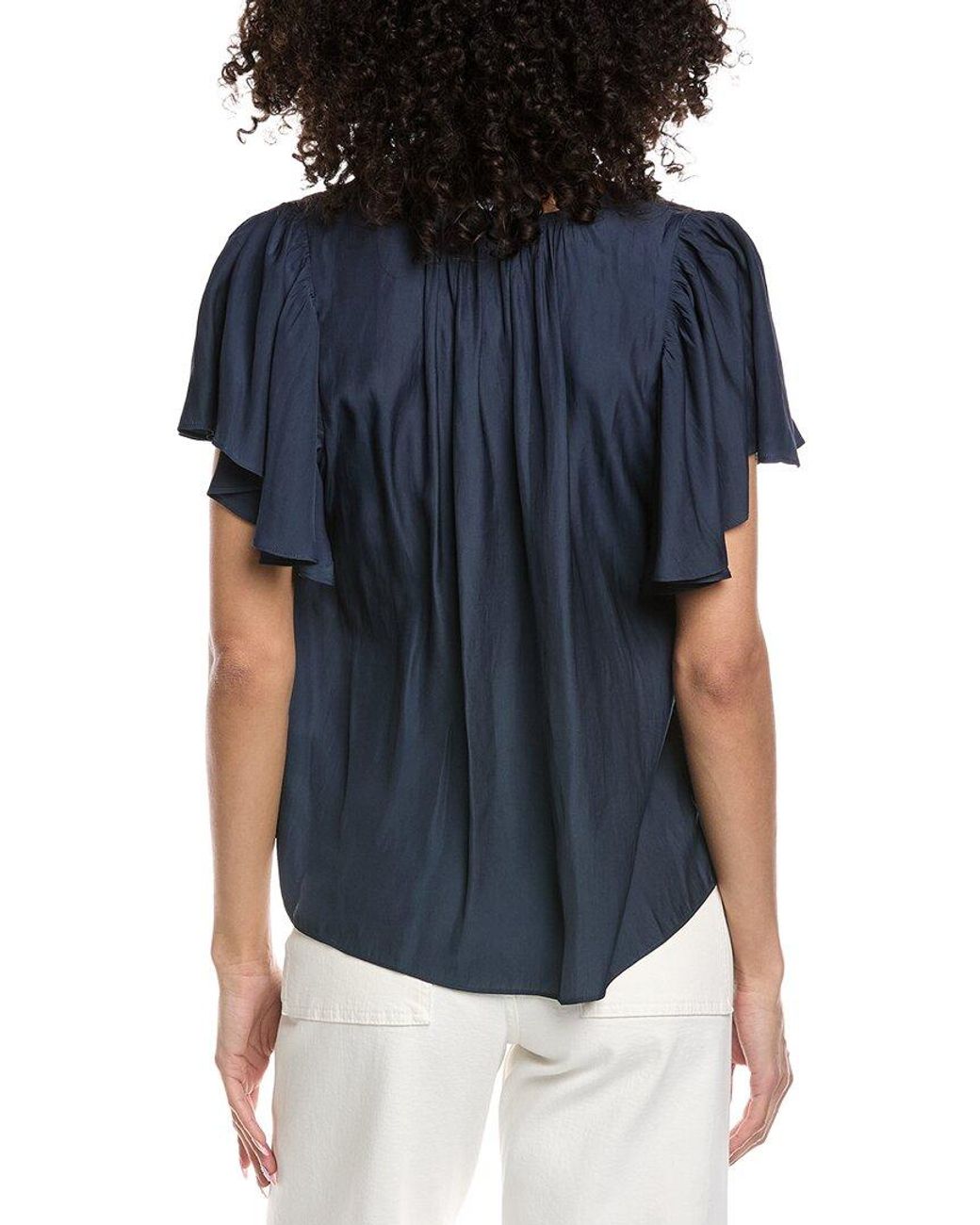 Ramy Brook Blue Bronta Short Sleeve Top